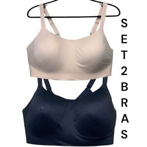 Aerie Smoothez Bra **Set Of 2** Seamless Wireless Bralette Black & Sand Sz XXL